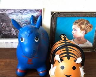Original art, toddler scooter and bounce toy