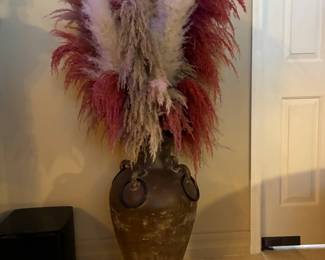 Large  Brown Floor Pot with Pampas Grass