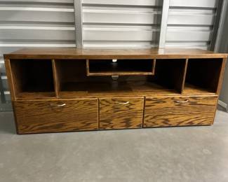Custom Long Oak Cabinet with three doors