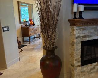 Large Burgundy Floor Pot with dried decor.