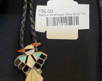 Native America Inlay Bolo Tie