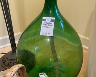 Handblown Green Glass Demijohn 
