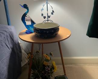 Blue Glass Duck Figurine, Side Table