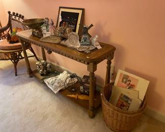 Baskets, Wooden Side Table 