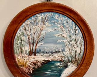 "Winter Scene" Oil on Board, Signed A.R.A.