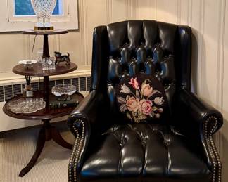 Leather Armchair with Nailhead Trim