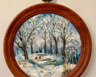 "Winter Scene" Oil on Board, Signed