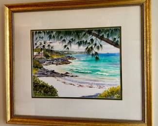 "Bermuda Beach" Watercolor, Signed Mary Zwill 1987