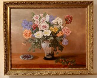 Still Life Oil on Canvas, Signed