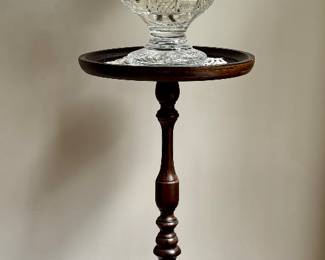 Vintage Tripod Plant Stand & Waterford Vase