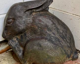 Cast Iron Sleeping Bunny Garden Ornament