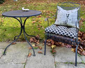 Wrought Iron Armchair & Table