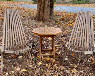 (2) Teak Lounge Chairs & Side Table