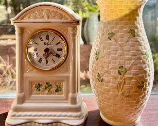 Belleek Clock & Vase
