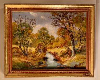 Landscape Scene Oil on Canvas, Signed