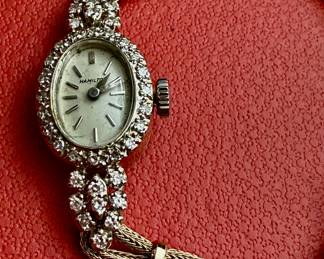 Ladies 14k and diamond watch circa 1950