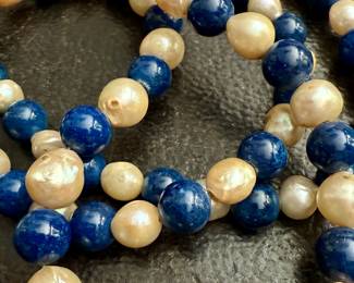 Baroque pearls and lapis necklace