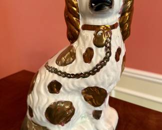 Late 19th Century Victorian Stafford Ceramic Brown & White Spaniel Dog Figurine
