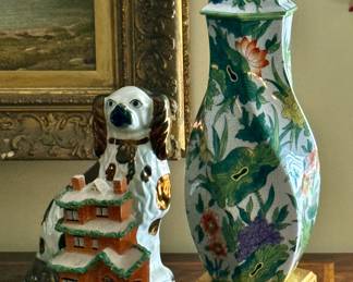 Staffordshire and antique English porcelain lamp