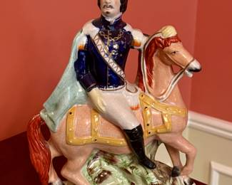 Antique 19th C Staffordshire Louis Napoleon on Horse Figurine
