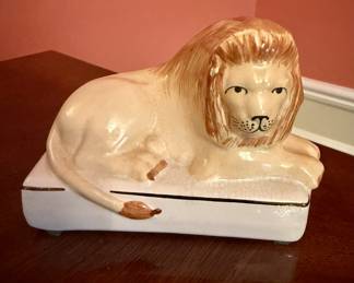 19th C Staffordshire Ceramic Lion Figure