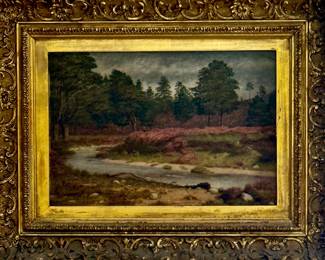 Late 1800s colorful oil on board from England