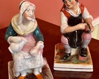 Antique Victorian Staffordshire Cobbler and Wife Jobson and Nell…RARE SET
