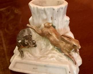 RAREST OF RARE Staffordshire Dog and Hare Match Holder