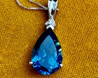 Large London Blue topaz necklace