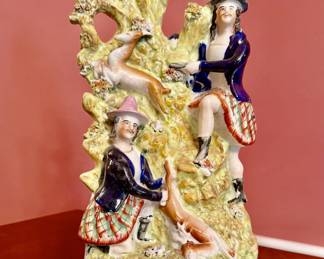 Superb 19th Century English Staffordshire Spill Vase “The Hunt”