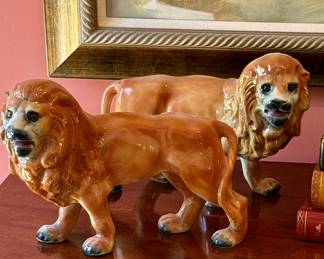 Massive 19th C English Staffordshire lions