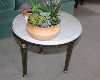 small marble-top table