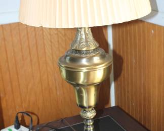 pair heavy brass lamps
