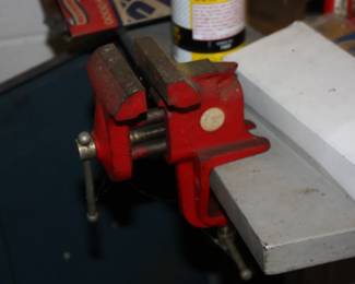 Small red mini vise