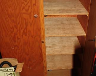 2 door wood cabinet w/6 shelves