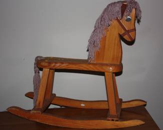 Mid century wood rocking horse