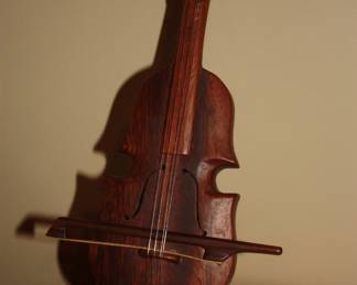 Handmade violin & bow on stand