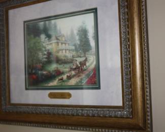 Small mat/framed Thomas Kinkaid 'Sunday at Apple Hill'