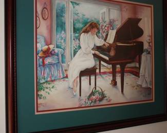 Matted/framed 'Girl at Piano' Paula Vegz 628/1200