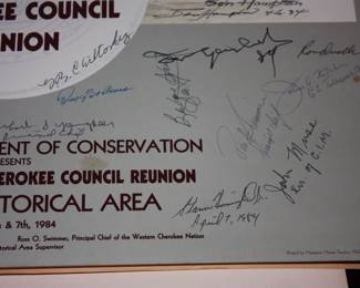 1 of 1 Extremely rare: Eastern & Western Cherokee Council Reunion in jacket. Signed by 17 Indian Chiefs 4/6/84