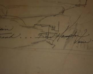 A series of ULTRA RARE 'Pallet paint wax papers (confirmed by his daughter - Patsy Matthews Hampton) he used with the paint still on them , signed, & this one showing sketch of Appalachian Trail