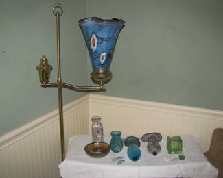 Art glass some by Herb Thomas including lamp