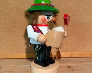Steinbach Hand Made Germany Oktoberfest Wooden Figurine with Beer Mug and Green Hat