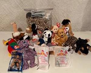 Vintage Ty Beanie Babies Plush Collection Including Ronald McDonald’s Teenie Beanie Dolls and Animal Figures