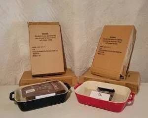 Staub Stoneware Gratin Dish Set 27x20 cm Cherry Red and Black