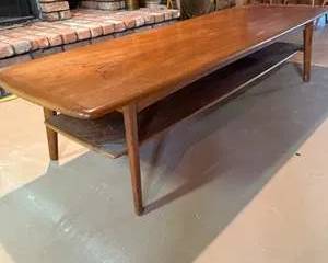 Mid-Century Modern Wooden Coffee Table with Lower Shelf
