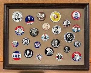 Political Campaign Buttons Collection Featuring U.S. Presidents and Candidates