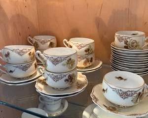 Lenox White China Dinnerware Set with Gold Trim and Patterned Border