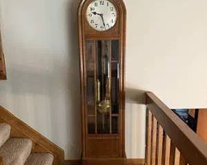 Original Gustav Becker, Vintage Oak Grandfather Clock