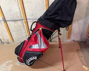 Callaway Golf Red and Black Stand Bag with TaylorMade Burner Driver and Mixed Brand Iron Set with Odyssey 2-Ball Blade Putter